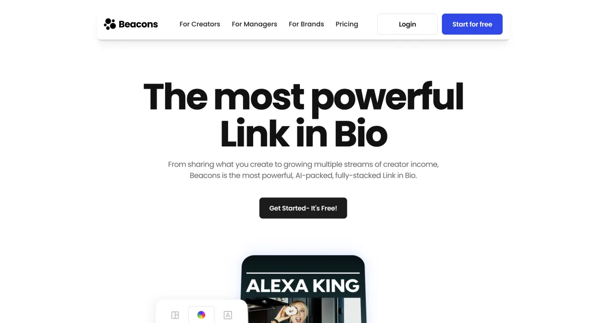 Beacons public link-in-bio product page