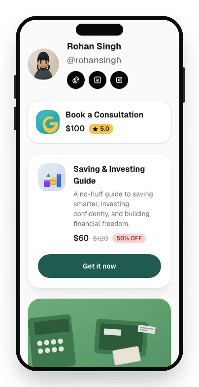 A classic Storelane creator storefront template